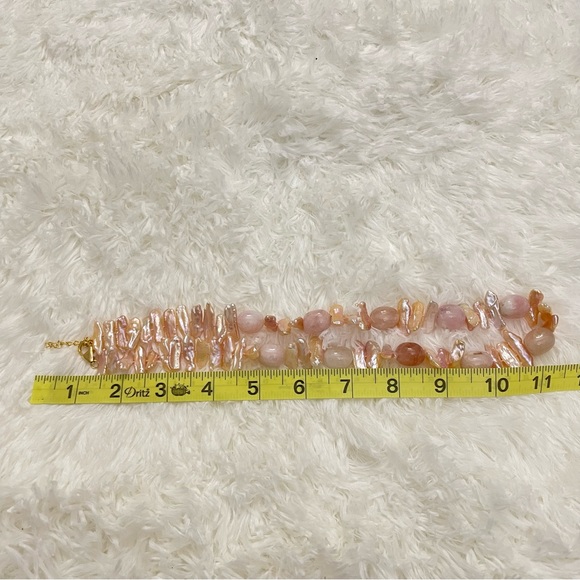 WW World Wide Imports biwa pearl stick stone necklace 925 sterling clasp pink - Picture 9 of 11